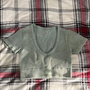 Sommer Ray Green Ribbed Fitted Crop Activewear